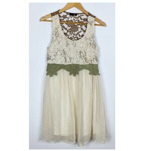 Ryu Dress size Medium Lace Back Crochet Sequin Tulle Swiss Dot Cottagecore